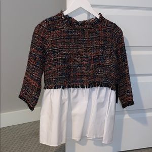 Zara Tweed Combo Top